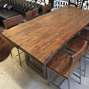 实木会议桌简约现代洽谈桌椅组合原木茶餐桌loft长条工作台办公桌