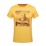 夏季男士棉质t恤衫黄色短袖圆领套头休闲修身青年夏装半袖64276