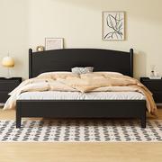 实木床北欧黑色现代简1.8黑色，cs221.5米单米双人床，复古卧室物床约