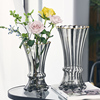 轻奢描金玻璃花瓶透明北欧简约客厅百合玫瑰插花水培花器创意摆件