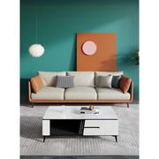 左右沙发意式科技布艺沙发组合现代简约网红轻奢大小户型客厅实木