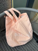 包包女2024大容量帆布袋纯色单肩包简约印花字母包逛街购物袋
