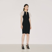 AtelierMissLu设计师品牌镂空象牙白薄纱黑色收腰连衣裙