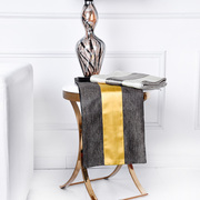 定制缎面条纹餐桌桌旗现代简约欧式黑金小茶几桌布床旗茶桌巾长条