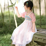 贝点衣原创夏装宝宝纱裙中国风儿童襦裙粉色复古超仙改良女童汉服