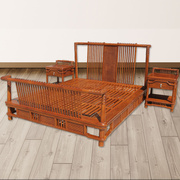新中式实木大床古典家具老榆木个性时尚床头柜苏梨出人头地双人床
