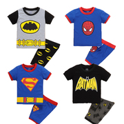 六一演出服儿童夏季套装男童，纯棉短袖睡衣超人cos服装蝙蝠侠衣服2