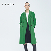 lancy朗姿羊毛大衣女，2022冬季收腰显瘦双排扣双面呢女士外套