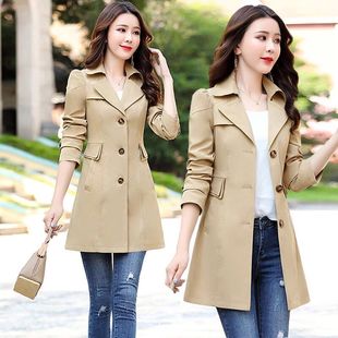 风衣女中长款2022年春季韩版修身显瘦气质，时尚春秋装大码外套