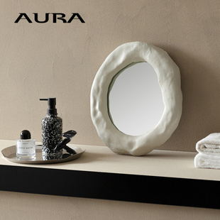 AURA侘寂风化妆镜梳妆镜台镜挂壁镜中古北欧简约原创设计手捏创意