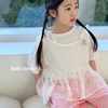 上新▲BabyWe韩国童装女童绝美波点荷叶边吊带衫叠穿罩衫