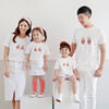 影楼拍照全家装白色T恤文字称呼亲子装一家三六口短袖家庭装