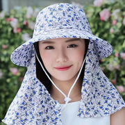 防晒帽子女夏季面罩遮脸太阳帽大沿百搭凉帽紫外线采茶骑车遮阳帽