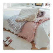 系法绗缝纯棉床盖三件套夹棉床单，韩国加厚全棉，水洗棉夏季夏凉被
