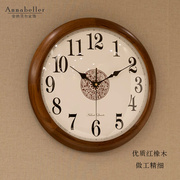 新中式实木钟表挂钟客厅，挂表壁时钟，静音墙表挂墙中式钟约石英钟