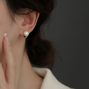 法式圆形珍珠耳扣小众，独特气质耳环，女2024耳饰轻奢高级感