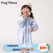 青蛙王子童装女童连衣裙2023秋季儿童宝宝可爱休闲灯笼袖裙子