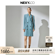 nexy.co奈蔻2023秋冬时尚，简约通勤风，西装领中长款连衣裙女