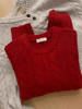 新年红色麻花圆领套头羊毛，衣女秋冬加厚软糯内搭针织衫设计感上衣
