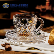 捷克bohemia进口水晶玻璃，咖啡杯碟花，茶杯卡布奇诺马克杯茶杯