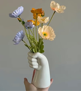 简约现代陶瓷花瓶中小号摆件北欧风餐桌干花，欧式客厅居家高档插花