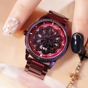 个性表带大气士手表，表紫色女款会，转动时尚ug不锈钢