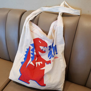 juk3小清新大号，纯棉斜跨棉布袋，轻薄单肩包可折叠环保购物袋