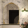 法式拱形浴室镜复古角花卫浴，镜挂墙欧式轻奢化妆镜led卫生间镜子
