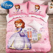 Disney/迪士尼儿童床单三件套女孩 春季加厚公主卡通床品磨毛被套