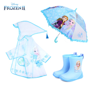 儿童雨衣艾莎公主透明雨披小学生透明雨鞋套装幼儿园宝宝防水雨披