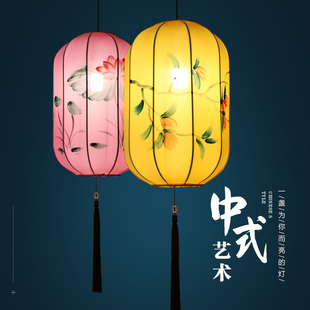 中式灯笼吊灯中国风，宫灯挂饰古典手绘餐厅，茶楼仿古创意宫灯装饰