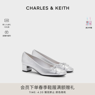 CHARLES&KEITH24春CK1-60920369蝴蝶结新中式芭蕾舞鞋单鞋女