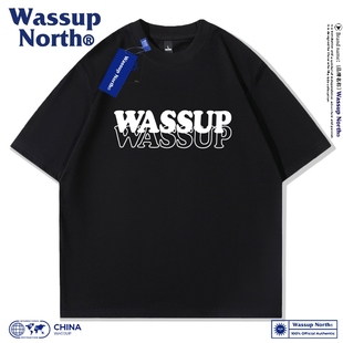 WASSUP NORTH重磅纯棉短袖t恤男女款休闲宽松夏季五分袖情侣款衫