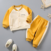 婴儿衣服分体套装秋冬季韩版洋气男女宝宝加绒秋装开衫卫衣两件套