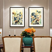 美式风格花卉植物装饰画 玄关走廊挂画 客厅餐厅画 双联画 百花丛