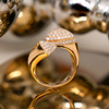 太府珠宝18K金镶嵌钻石几何设计开口指尖戒简约设计个性款女戒指