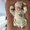 roubaby新生婴儿衣服春秋纯棉，长袖无骨护肚和尚服哈衣宝宝连体衣
