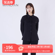婉甸黑色长袖，衬衫春季女装收腰方领显瘦1223s02rx1d