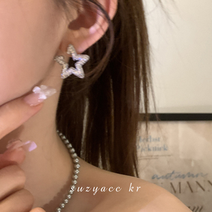 suzyacckr超闪水钻星星耳环，2023小众设计感耳钉气质高级耳饰