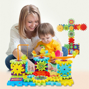 儿童百变积木81片组装电子齿轮拼插拼装拼图塑料玩具电动积木