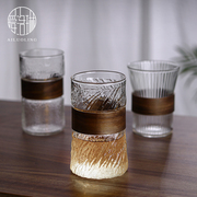 爱洛琳 日式耐热玻璃竖纹水杯茶杯防烫竹围家用简约ins风创意杯子