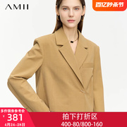 amii通勤西装女款2023春秋季短款上衣外套双排扣小西服气质