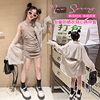 女童套装洋气时髦23夏韩版儿童时尚防晒衫薄款针织衫吊带裙两件套
