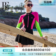 BE范德安MIX系列2024连体泳衣女士裙式长袖塑身防晒微胖遮肉