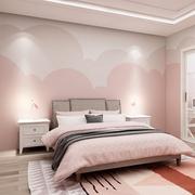 儿童房墙纸女孩现代简约壁布，公主房墙布，粉色云朵卧室床头背景壁纸