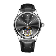 商务男防水品牌手表，皮带机械瑞士真皮陀飞轮，钢带夜光国产腕表