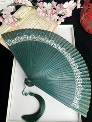 蕾丝中国古风全竹扇子旗袍折扇