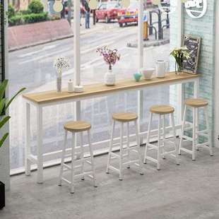 吧台组合条桌奶茶靠墙商用高脚简易长桌子桌子窄桌椅家用酒吧台店