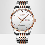 男士手表机械全自动瑞士品牌双日历，镶钻男表钢带商务防水表