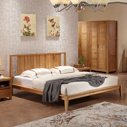 开心特麦美国白橡木(白橡木)卧室家具，实木床橡木床1.8米双人床-fs